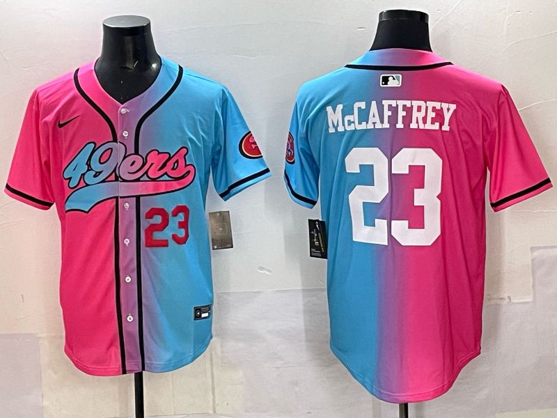 Men 2025 San Francisco 49ers #23 Mccaffrey Blue pink Nike Limited NFL Jersey style 05->san francisco 49ers->NFL Jersey